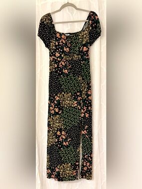 3rd & Malt Large Black Rust Floral Boho Maxi Dress